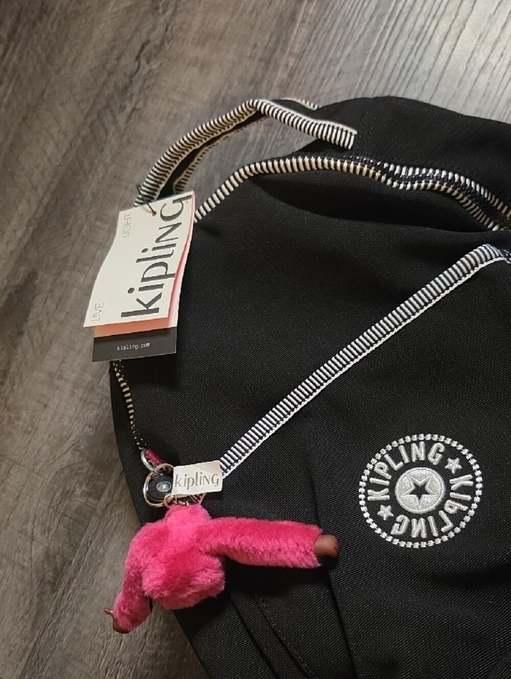 Kipling Jose Terra Black Backpack with Pink Monkey Charm - Picture 2 of 6